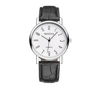 Montre à cadran à échelle classique pour homme avec ceinture romaine et calendrier créatif, blanc, taille unique