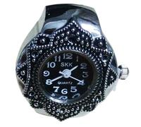 Montre à doigt pour femme | 0,8 cm Bague de montre à doigt | Élastique rond simple Quart Ring Montres pour une heure élégante - Bracelet réglable en acier inoxydable, boîtier en alliage, accessoire de