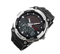 Montre à énergie solaire étanche pour garçons, montre numérique multifonctionnelle décontractée pour garçons, sport, fitness, travail, tenue d'anniversaire, date, Argenté., Refer to description