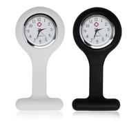 Montre à Gousset d'Infirmière 2Pcs, Montre Trotteuse en Silicone avec Broche, Convient aux infirmières et Autres Professionnels de la santé,Précis et Facile à Lire, Facile à Transporter (Noir Blanc)