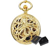 Montre à gousset mécanique dorée en forme de pieuvre avec montre à rabat avec montre Cfor Men Women Collection/B