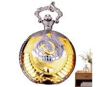 Montre à gousset pour homme - Symbole marteau de faucille - Accessoire de mode en relief - Pentagramme - Montre de blé avec chaîne pour homme et femme, or, Siehe Beschreibung, Voir description