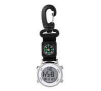 Montre à mousqueton d'extérieur à clipser avec aiguilles et boussoles lumineuses pour randonnée, camping, escalade (blanc)