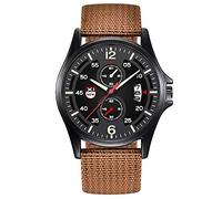 Montre à quartz analogique à quartz pour homme avec bracelet en nylon, café, taille unique
