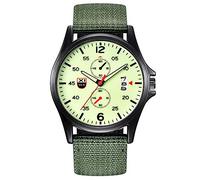 Montre à quartz analogique à quartz pour homme avec bracelet en nylon, Vert, taille unique
