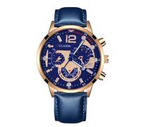 Montre à quartz analogique pour garçon avec boîtier en acier inoxydable et cuir, C, taille unique