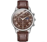 Montre à quartz analogique pour homme, aspect cuir, marron | Mouvement à quartz pour une heure précise, alimenté par piles, cadran rond, boîtier en alliage, look professionnel