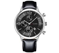 Montre à quartz analogique pour homme avec boîtier en acier inoxydable et bracelet sans pile, b, taille unique