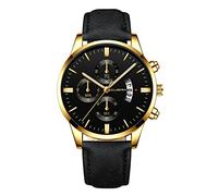 Montre à quartz analogique pour homme avec boîtier en acier inoxydable et cuir, G, taille unique
