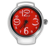 Montre à Quartz avec Anneau de Doigt, Montre d'amour élégante et Durable pour décontracté, Rendez-Vous, Fête, Boîtier en Alliage, Bracelet en Acier Inoxydable (Rouge)