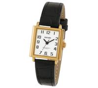 Montre à quartz carrée pour femme cadran blanc Couleur : Chromé / Bracelet marron