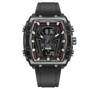 Montre à quartz de luxe Spider Man - Grand cadran numérique - Analogique - Double affichage de l'heure - Chronomètre - Design punk cool - Bracelet en silicone - Pour homme, noir, Montre homme araignée