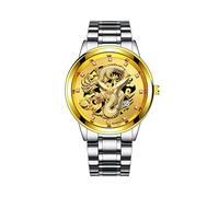 Montre à quartz en acier inoxydable gravée pour homme et femme, l, taille unique