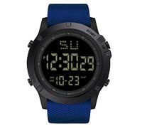 Montre à quartz LED en caoutchouc pour homme avec alarme et date numérique, bleu, taille unique