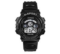 Montre à quartz numérique LED avec affichage de la date pour enfant de 3 à 5 ans Noir, Noir , taille unique