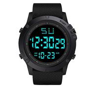 Montre à quartz numérique LED avec alarme et date en caoutchouc pour homme, Noir , taille unique
