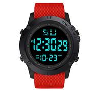Montre à quartz numérique LED avec alarme et date en caoutchouc pour homme, Rouge, taille unique