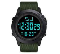 Montre à quartz numérique LED avec alarme et date en caoutchouc pour homme, Vert, taille unique