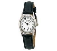 Montre à quartz ovale argentée pour dame bracelet noir Couleur : Bracelet marron
