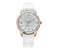 Montre à quartz pour femme avec bracelet en cuir et montre d'infanterie, blanc, One Size