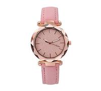Montre à quartz pour femme avec cadran scintillant et bracelet en cuir Rose, rose, taille unique