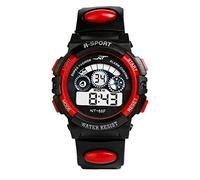 Montre à quartz pour garçon avec affichage de la date et de la date - Alarme numérique - Montre de sport pour homme, Rouge, taille unique