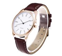 Montre à quartz pour homme avec bracelet en cuir et aiguille des secondes, marron, taille unique
