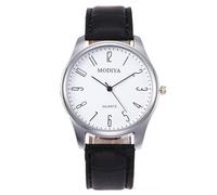 Montre à quartz pour homme avec bracelet en cuir et aiguille des secondes, Noir , taille unique