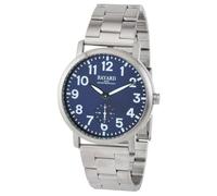 Montre à quartz pour homme cadran bleu bracelet acier Couleur : Blanc