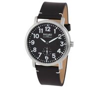 Montre à quartz pour homme cadran noir bracelet façon cuir noir