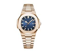 Montre à quartz pour homme en acier inoxydable avec chronographe analogique - Style décontracté et habillé, rose gold, 5cm