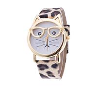 Montre à quartz tendance avec cadran en forme de chat avec lunettes pour femmes âgées, multicolore, taille unique