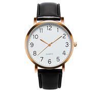 Montre à quartz unisexe simple d'affaires en cuir sans pile pour homme, rose gold, taille unique