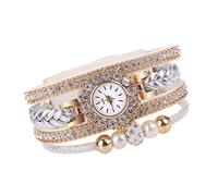 Montre à quartz vintage pour femme - Bracelet tendance - Montre à quartz pour femme - Lecture facile, blanc, taille unique