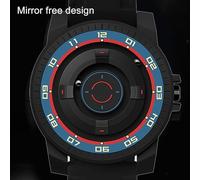 Montre à suspension magnétique Watch au poignet de quartz imperméable cool innovante pour les couples Black Shell Unisexe Design avec une coque et un affichage de miroir 41 mm 41 (Cercle bleu rouge)