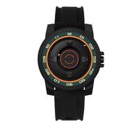 Montre à suspension magnétique Watch au poignet de quartz imperméable cool innovante pour les couples Black Shell Unisexe Design avec une coque et un affichage de miroir 41 mm 41 (Cercle vert orange)