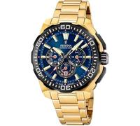 Festina Montre Homme Analogique - Acier Inoxydable 316L Doré - Mouvement à Quartz - Chronographe - Calendrier - Verre Minéral Haute Résistance - Étanche 20 ATM - F20727/1 Chrono Bike