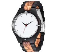 Montre analogique à quartz classique en bois pour homme, montre minimaliste en bois pour papa, mari et petit ami, blanc