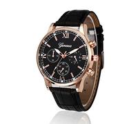 Montre analogique à quartz en alliage et cuir S5600, Noir , taille unique
