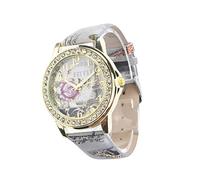 Montre analogique à quartz pour femme avec motif rose, gris, taille unique