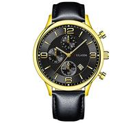 Montre analogique à quartz pour homme avec boîtier en acier inoxydable et aiguille des secondes, D, One Size