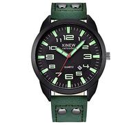 Montre analogique à quartz pour homme avec date et bracelet en cuir, C, taille unique