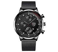 Montre analogique à quartz pour homme - En acier inoxydable - Pour le travail et la date - Pour couple, a, taille unique