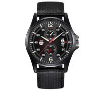 Montre analogique à quartz pour homme en nylon avec date, Noir , taille unique