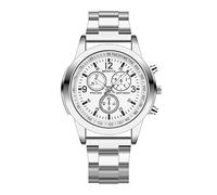 Montre analogique à quartz pour homme - Montre de sport parlante en acier inoxydable, blanc, taille unique
