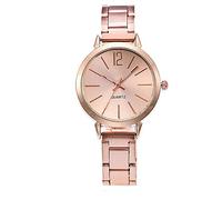 Montre analogique en acier inoxydable avec bracelet décontracté pour femme, rose gold, taille unique