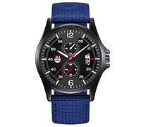 Montre analogique en nylon pour homme avec affichage de la date, bleu, One Size
