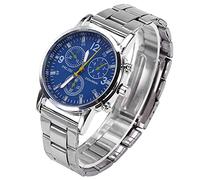 Montre Analogique Masculine avec Bracelet en Acier Inoxydable Durable et Mouvement électronique, Cadeau pour Hommes, Amis Masculins, Montre-Bracelet 3 Couleurs pour Affaires ou Loisirs (Blue)