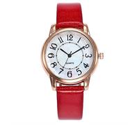 Montre analogique pour femme avec bracelet décontracté et approuvé par les chemins de fer, Rouge, taille unique, Sangle