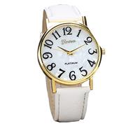 Montre analogique pour femme en cuir - Montre analogique à quartz - Montre rétro pour femme, blanc, taille unique